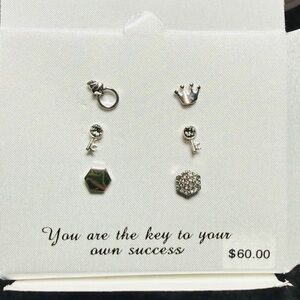 Charming Inspirations Fine Silver Plated Swarovski Crystal Earring Set Women NWT